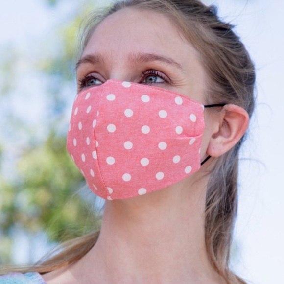 PINK POLKA DOT FILTER PROTECTIVE FACE MASK - Picture 2 of 7